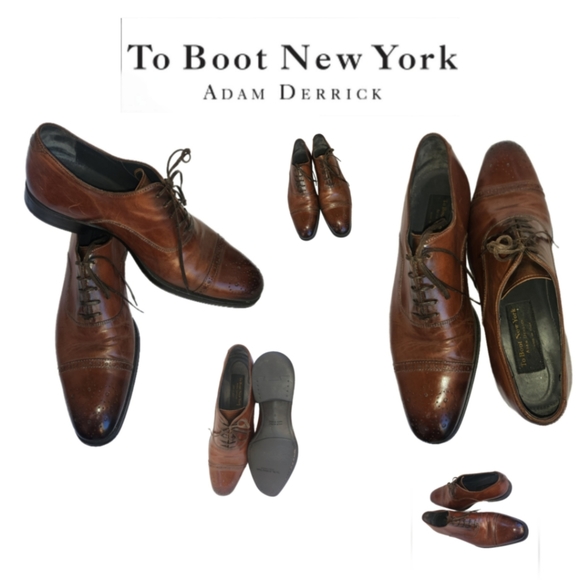 To Boot Other - TO BOOT NEW YORK ADAM DERRICK BROWN DISTRESSED LEATHER WINGTIP OXFORDS SIZE 9